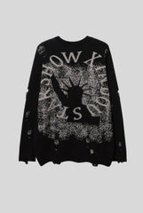 Statue Graphic Distressed Oversized Sweater