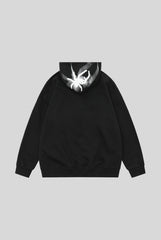 Flocked Spider Snap Hem Hoodie