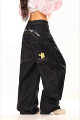 High Rise Barrel Leg Pocket Jeans