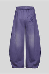 Deconstructed Typography Barrel Leg Sweatpants