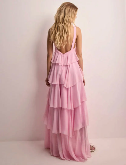 Ruffle Backless Maxi Dress