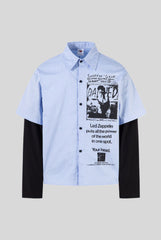 Layered Typography Photo Graphic Long Sleeve Shirt