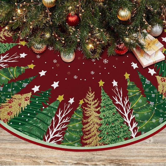 Red Leaves Pencil Tree Skirt - 48 Inches