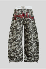 Camo Typography Wide Leg Sweatpants