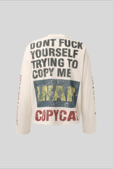 Rebel Typography Waffle Oversized Long Sleeve Tee