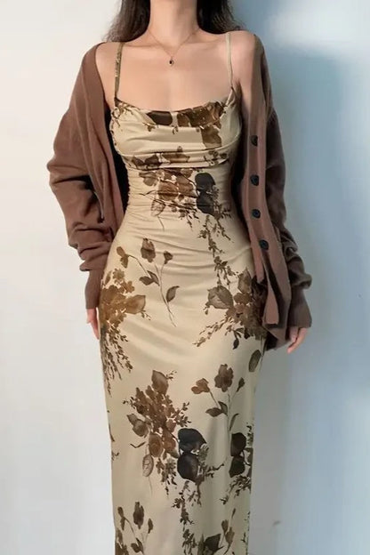Elegant Floral Print Maxi Dress