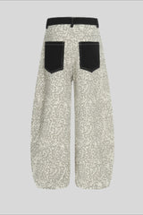 Leopard Contrast Pocket Barrel Leg Pants