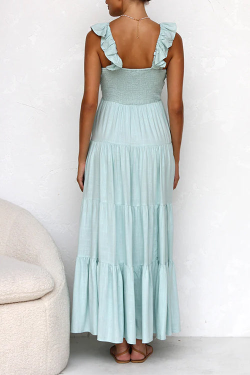 V-Neck Ruffle Maxi Dress