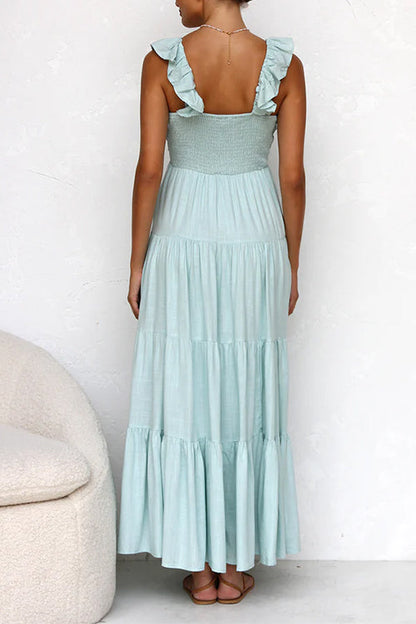 V-Neck Ruffle Maxi Dress