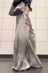 Washed Graphic Barrel Leg Sweatpants