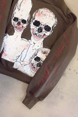 Skull Graphic Cropped Pullover Hoodie