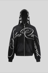 Calligraphy Typography Full Zip Hoodie