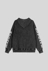 Patch Graphic Washed Full Zip Hoodie