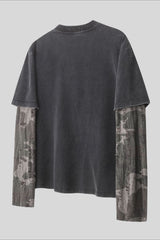 Horse Graphic Camo Layered Long Sleeve T-Shirt