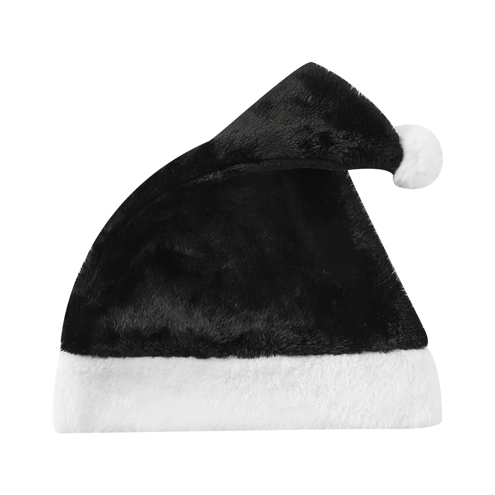 Plush Santa Claus Cosplay Party Hat For New Year Celebrations Black Hat-L