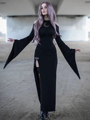 Moon Hollow Out Flare Sleeve Maxi Dress