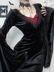 Rearless Plumage Patchwork Full-length Dress