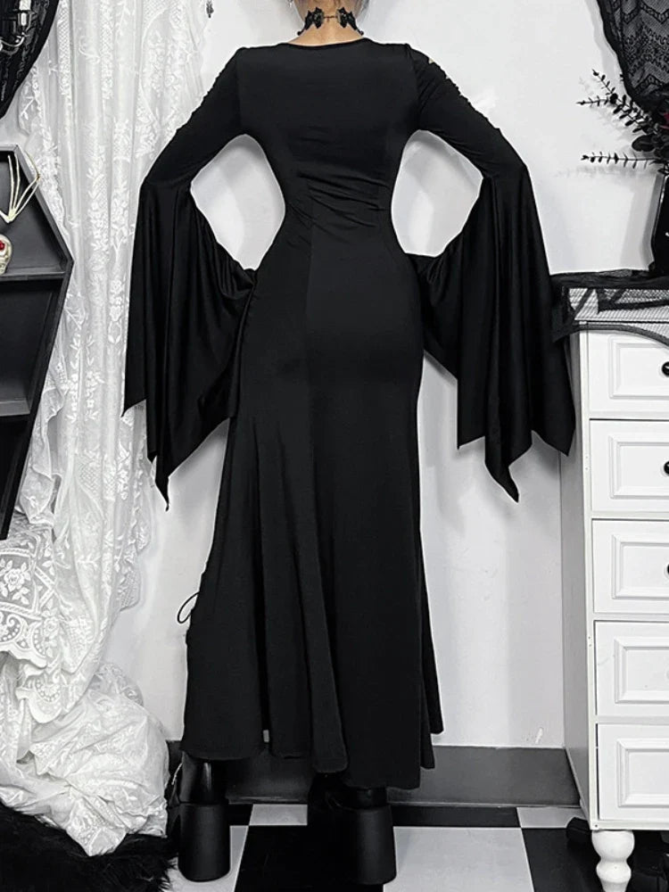 Dress Hollow Blaze Sleeve Tall Waist Maxi Garb