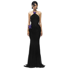 off Shoulder Halter Butterfly Decoration Slim Fit Holiday