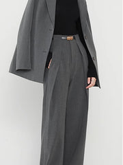 Middle Waist Solid Trendy Pocket Straight Leg Pants Pants