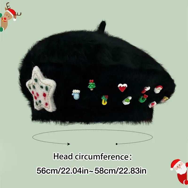 Cute Christmas French Holiday Beret Women Girls Hat Hat-L