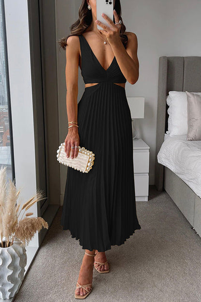 Cut Out Waist Sleeveless Maxi Dress