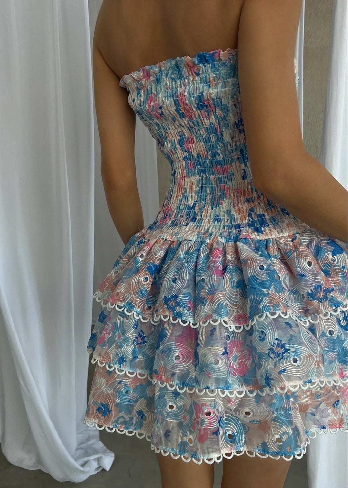 Strapless Floral Dress