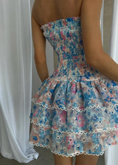 Strapless Floral Dress