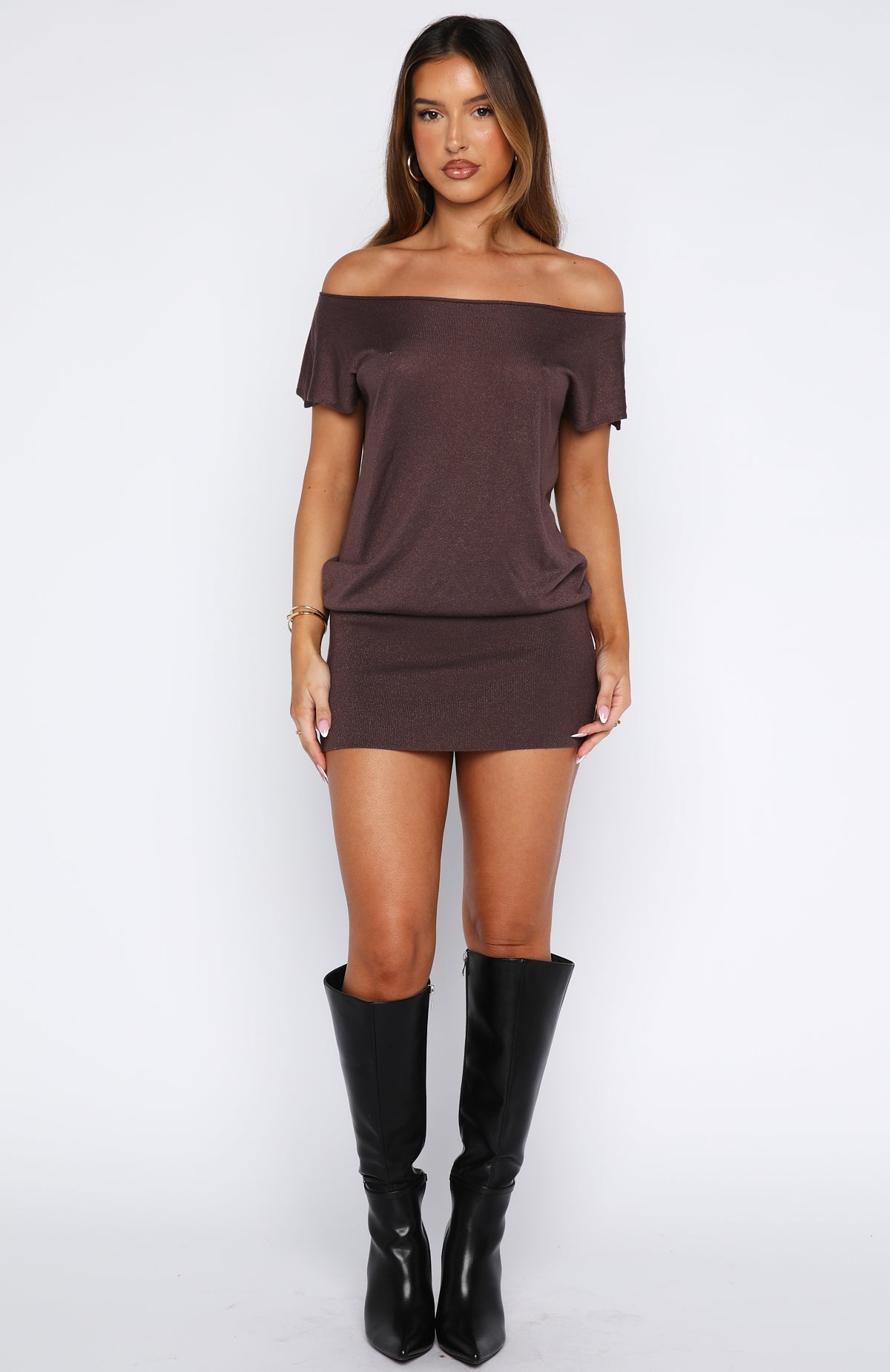 Following My Instincts Mini Dress Chocolate