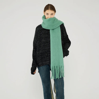 Cashmere Scarves for Women - Thick and Warm Muffler with Tassel Detail