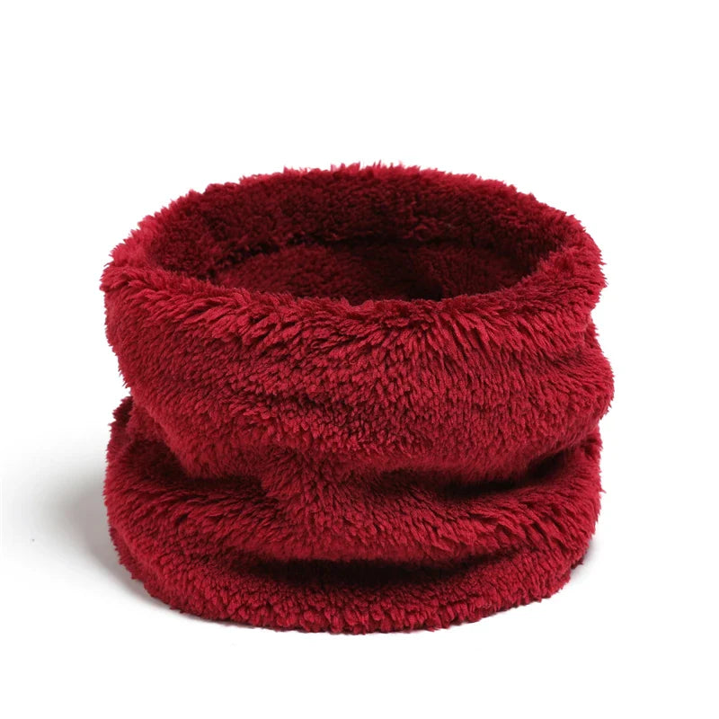 Cashmere Warm Color Ring Plush Thick Outdoor Sports Neckerchief Muffler Scarf Wine Red Scarfs-L