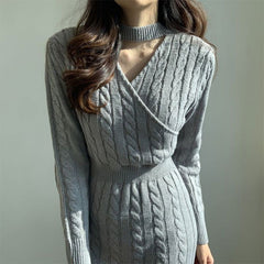 Chic Personality All Match Round Neck Hemp Pattern Front Back Wearable Design Sneaky Design Split Sweater