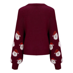 Christmas Santa Head Oversized Sweater Sweaters-L