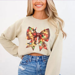 Christmas Lights Coquette Bow Classic Retro Oversized Hoodie Hoodies-L
