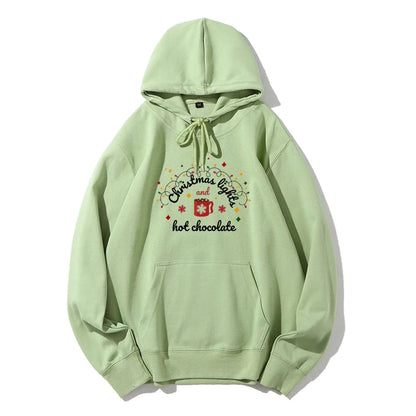 Christmas Lights Hot Chocolate Hoodie - Merry & Bright Festive Family Style