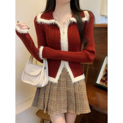 Plush Knitted Slim-Fit Zipper Cardigan Cardigan-241208