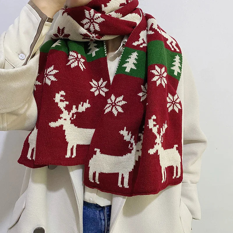 Elk Pattern Winter Knitting Couple Scarf - Christmas Gift