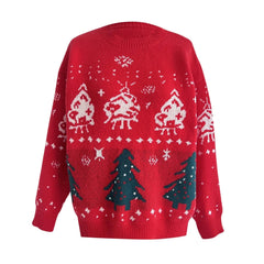Red Winter Style Knitted Pullover Christmas Sweater Sweaters-L