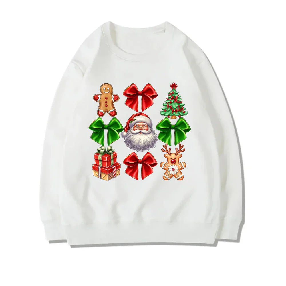 Stylish Coquette Christmas Santa Sweatshirt Holiday Hoodie White 3 / S Hoodies-L