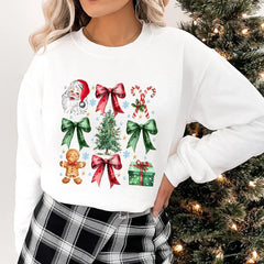 Stylish Coquette Christmas Santa Sweatshirt Holiday Hoodie Hoodies-L