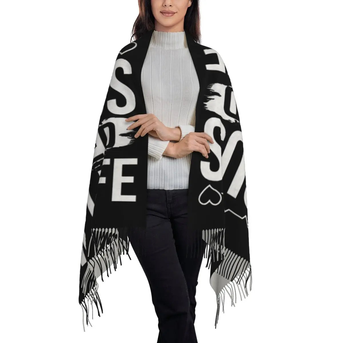 Jesus Saved My Life Warm Winter Christian Faith Shawl Wrap Scarf