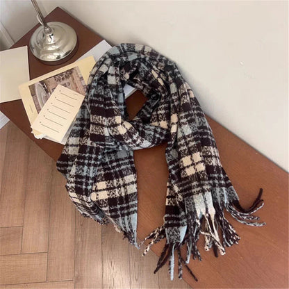 Luxury Plaid Cashmere Long Bandana Pashmina Scarf for Women