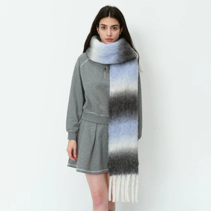 Warm Gradient Color Wool Winter Scarf