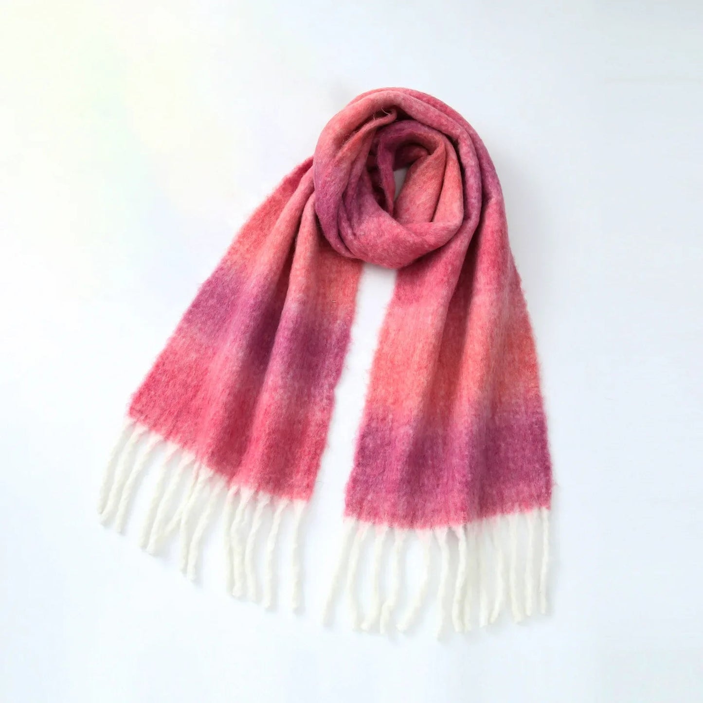 Warm Gradient Color Wool Winter Scarf