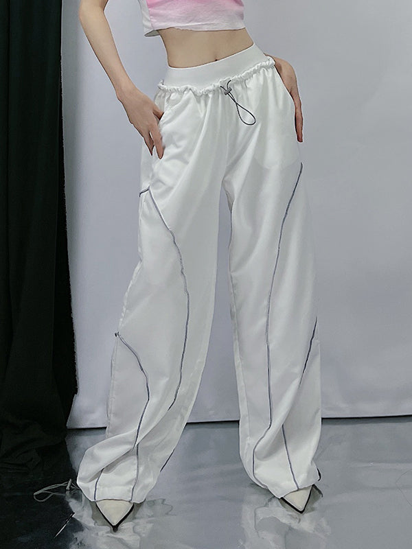 Pintuck Detail Straight Leg Pants Straight Leg Pants