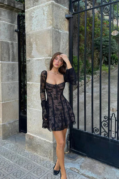 Long Lace Short Dress