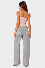 Celeste - Bow-Tie Loose Fit Jeans
