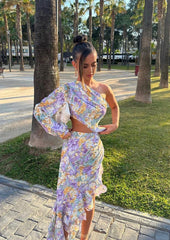 Dalina | Floral One-Sleeve Dress