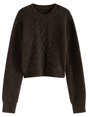 Casual Comfortable Round Neck Red Knitted Christmas Sweater For Women Sweaters-L