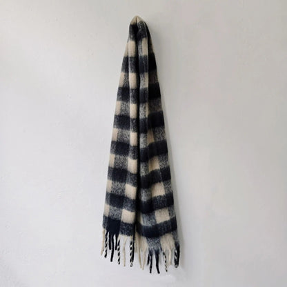 Checkerboard Cashmere Scarf for Women - Autumn/Winter Commuting Scarf